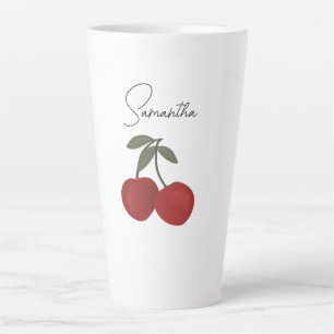 Two Red Cherries Illustration Cute Fruit Art Latte Mug