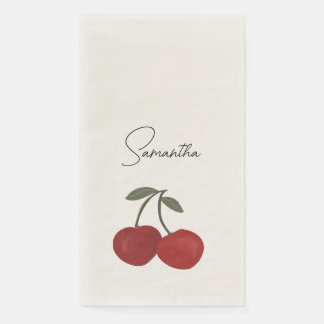 Two Red Cherries Illustration | Cute Fruit Art  Paper Guest Towels