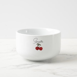 Two Red Cherries Illustration Cute Fruit Art Soup Mug
