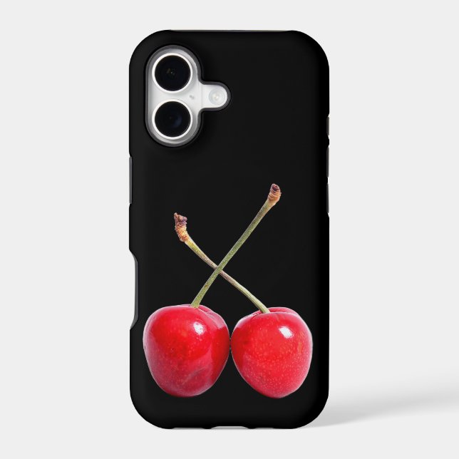 Two Red Cherries On Black Case-Mate iPhone Case (Back)