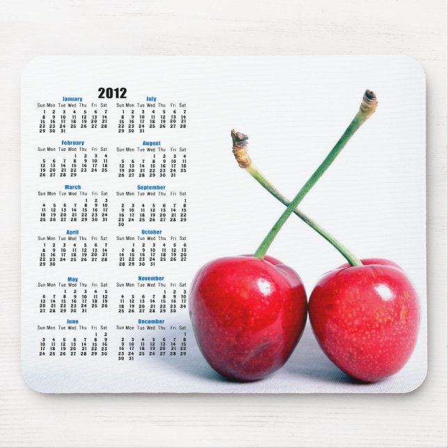 Two Red Cherries Photo 2012 Calendar Mousemat Mouse Pad (Front)