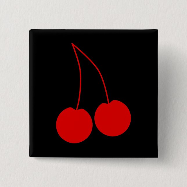 Two Red Cherries. Pinback Button (Front)