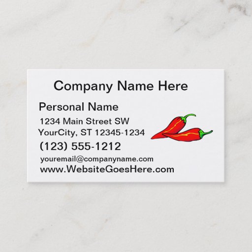 Customizable Two Red Chili Peppers on Side Business Card Templates