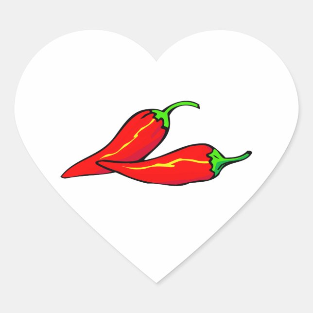 Two Red Chili Peppers on Side Heart Sticker (Front)