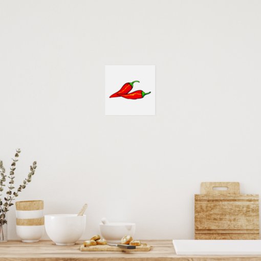 Two Red Chili Peppers on Side Poster | Zazzle