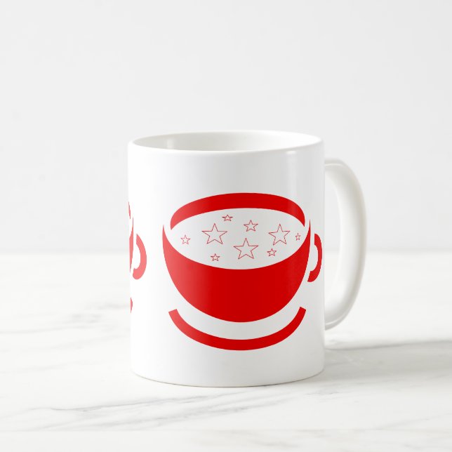 Two red coffee mugs with stars  (Front Right)