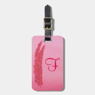 Two Red Feathers Pink Monogram Luggage Tags