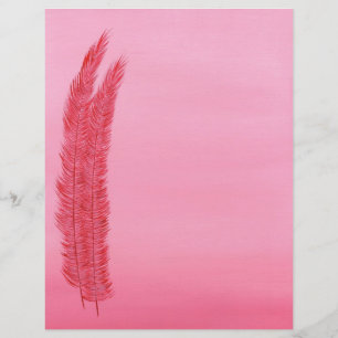 Two Red Feathers Pink Stationery Scrapbook Paper