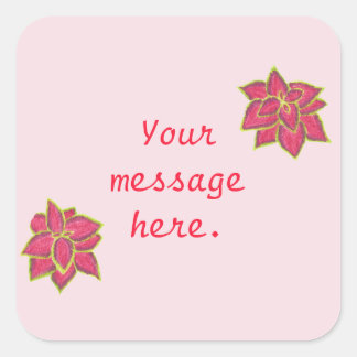 Two Red Green Coleus Your Message on Pink Stickers