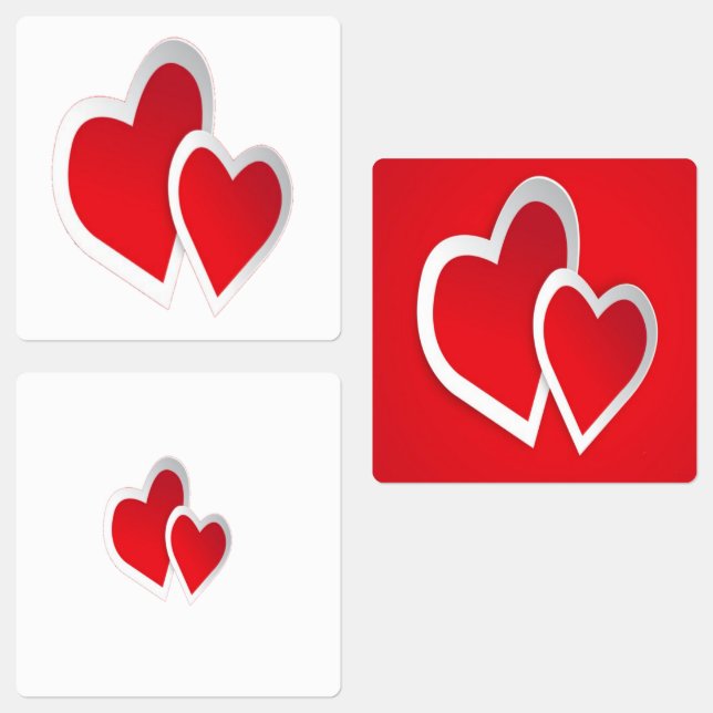 Two Red Hearts Art Labels (Group)