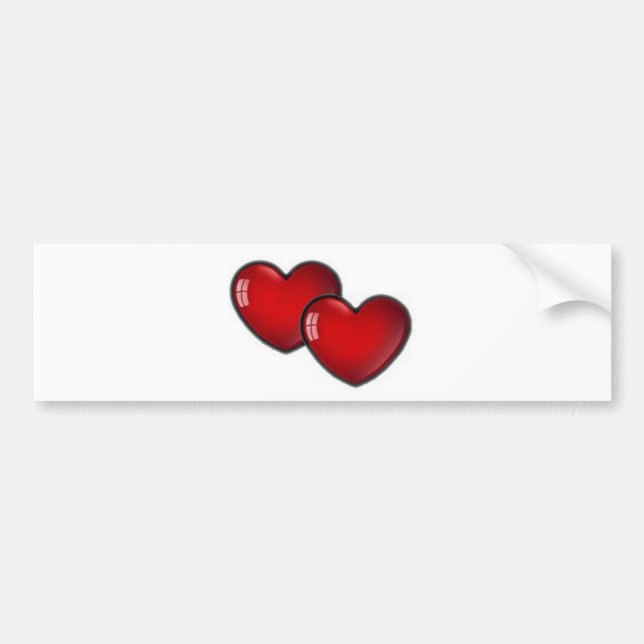 Two Red Hearts Bumper Sticker (Front)