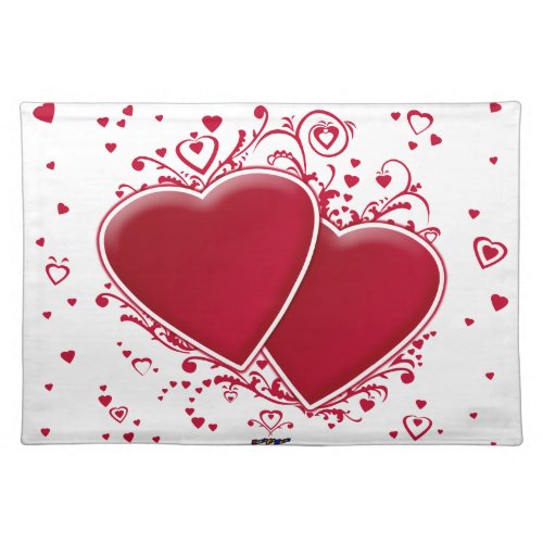 Two Red Hearts For Valentines Day Placemat