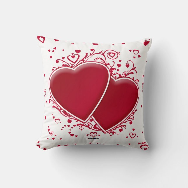 Two Red Hearts For Valentine's Day Throw Pillow (Front)