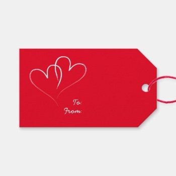 Two Red Hearts Gift Tags by Frankipeti at Zazzle