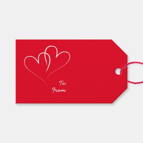 Two Red Hearts Gift Tags