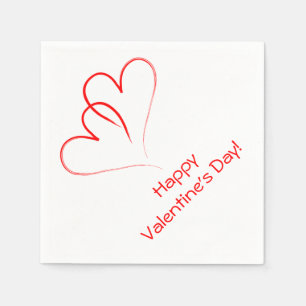 Two red hearts - Happy valentine's day! Napkins