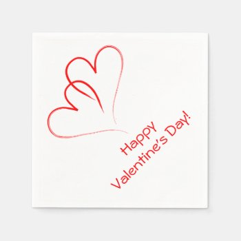 Two Red Hearts - Happy Valentine's Day! Napkins by Frankipeti at Zazzle