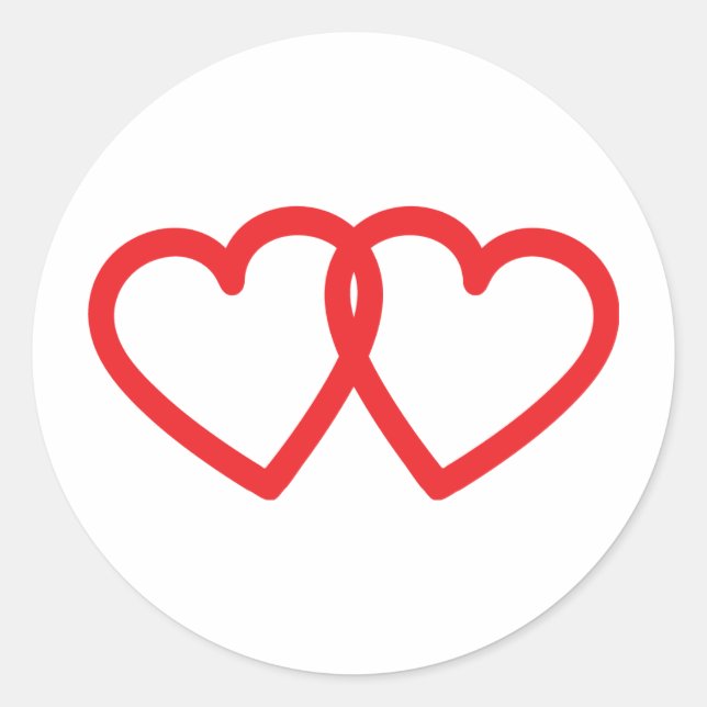 two red hearts icon classic round sticker (Front)