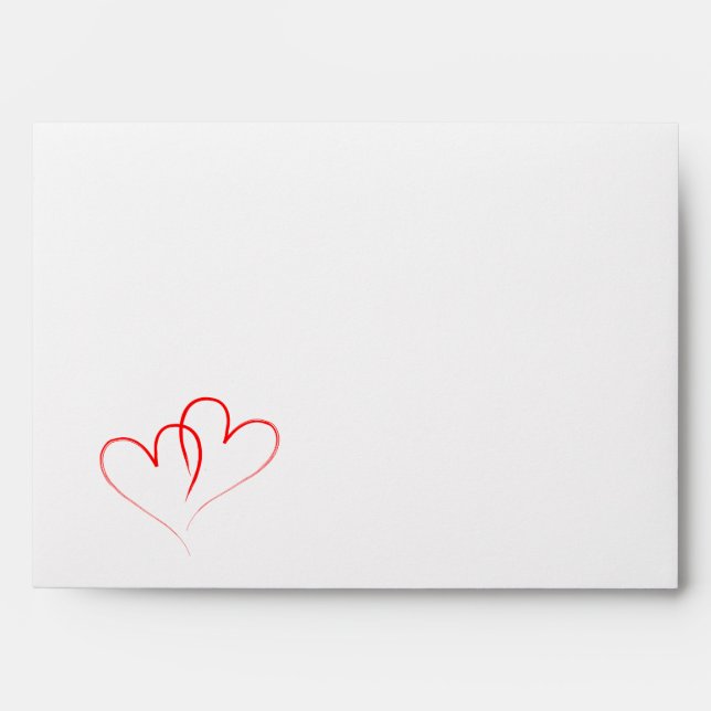 Two red Hearts intertwined Envelope (Front)