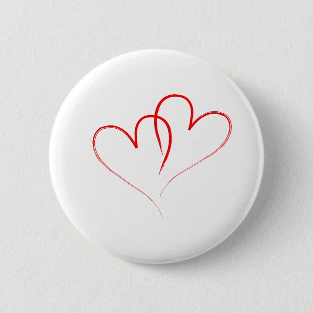 two red hearts intertwined - Valentine Pinback Button (Front)