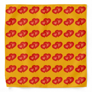Two Red Hearts, Modern Digital Art Graphic Bandana