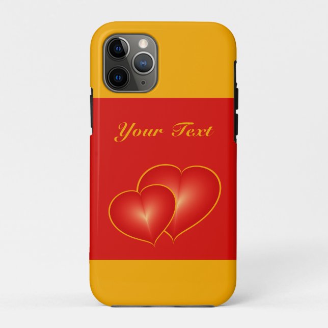Two Red Hearts, Modern Digital Art Graphic Custom Case-Mate iPhone Case (Back)