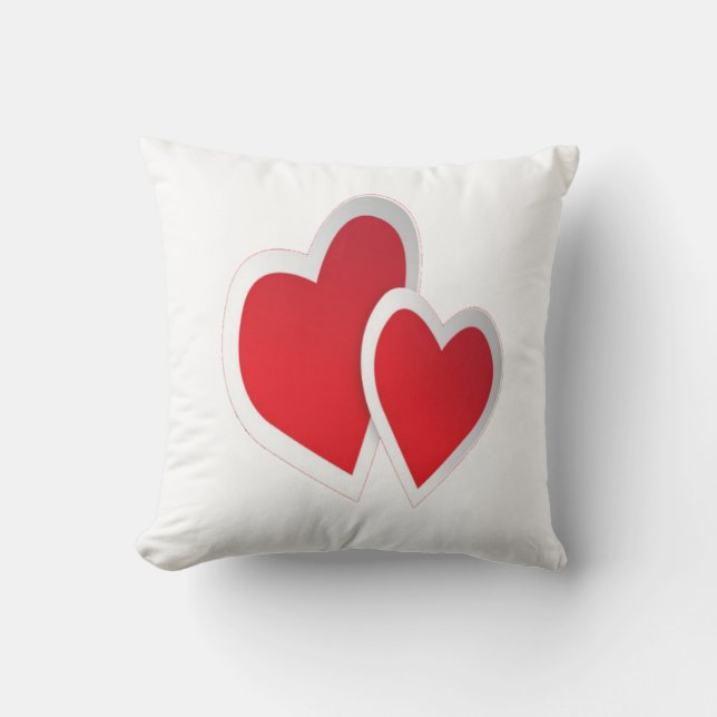 Two Red Hearts Throw Pillow (Front)