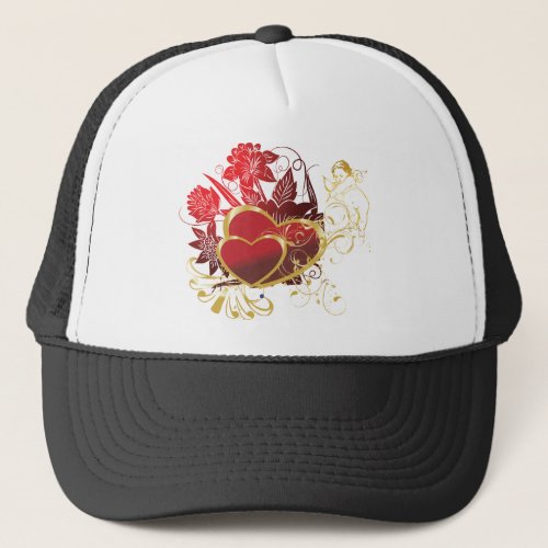 Two Red Hearts Trucker Hat