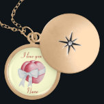 two red hearts with white bow original art love locket necklace<br><div class="desc">This original and tender illustration depicts two red hearts wrapped in a white ribbon bow to symbolize the tying of two hearts together in love forever. This beautiful locket necklace makes a very romantic gift for all ages, I'm sure the sentiment that the image is expressing will make anyone feel...</div>