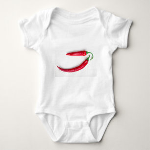 Two red hot chili pepper closeup baby bodysuit