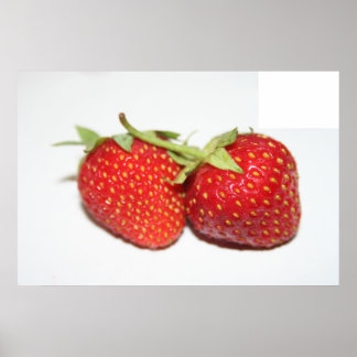 Two Red Juicy Strawberries Food Photography Print