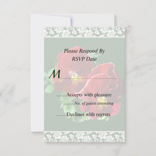 Two Red Pansies Wedding Invitation (Front)