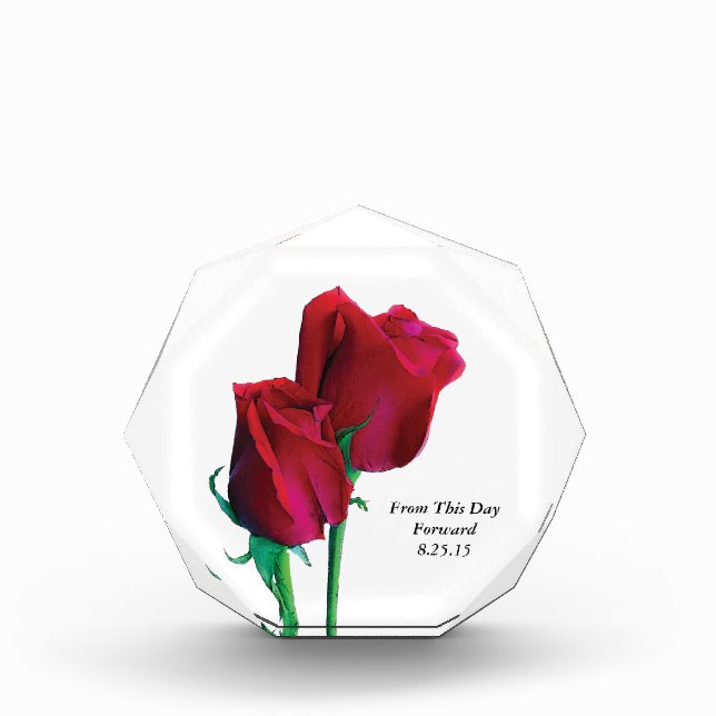 Two Red Rose Keepsake Acrylic Award (Front)