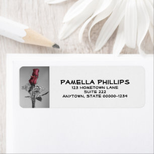 Two Red Splashed Roses Still Life Photography Label