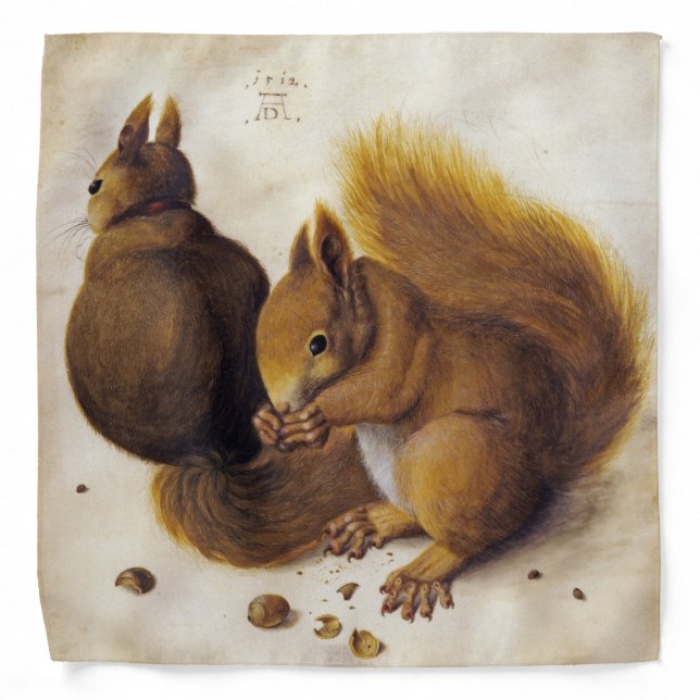 Two Red Squirrels (by Albrecht Dürer) Bandana (Front)