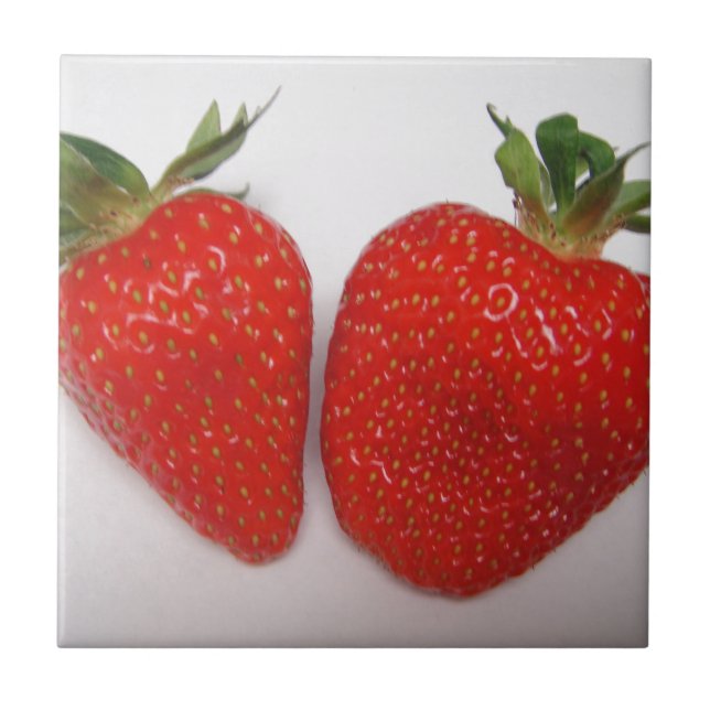 Two red strawberries ceramic tile (Front)