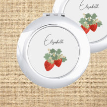Two Red Strawberries with Leaves & Flowers | Fruit