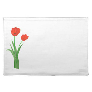 Two Red Tulips on Green Stems Placemats
