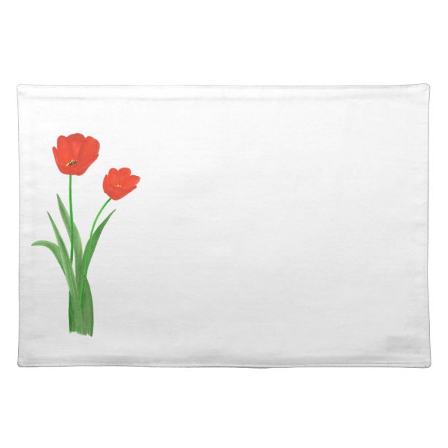 Two Red Tulips on Green Stems Placemats (Front)
