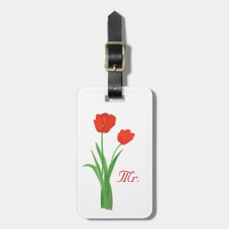 Two Red Tulips Personalized Mr. Luggage Tags