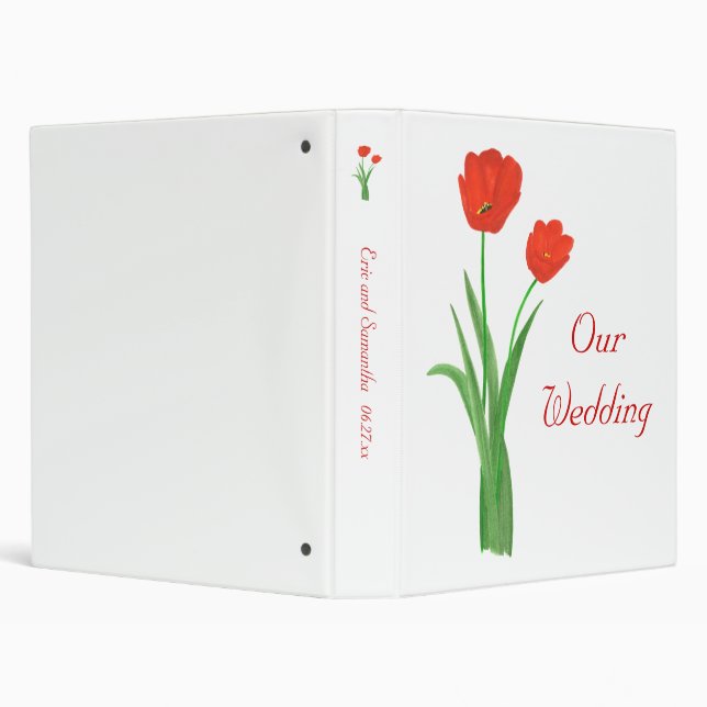Two Red Tulips Wedding Keepsake Binders Template (Background)