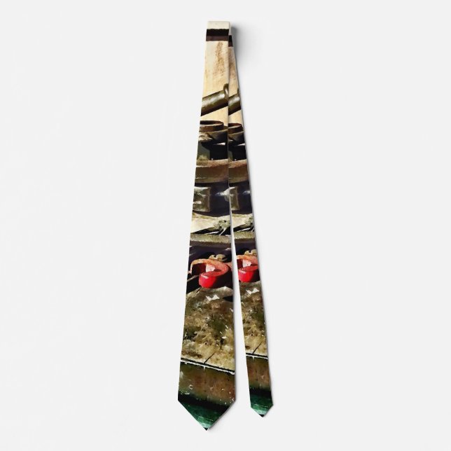 Two Red Wrenches on Plumber's Workbench Tie (Front)