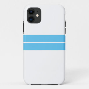 Two Refined Pretty Light Sky Blue Stripes On White iPhone 11 Case