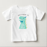 TWO REX Birthday Boy Dinosaur Baby T-Shirt<br><div class="desc">Cute t shirt for your child's dinosaur theme 2nd birthday party! Illustration of a green dinosaur wearing a party hat. It says "TWO REX" on the body of the dinosaur. Customize this product by adding your child's name at the top. Great for a boys who are turning two!</div>