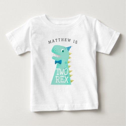 TWO REX Birthday Boy Dinosaur Baby T_Shirt