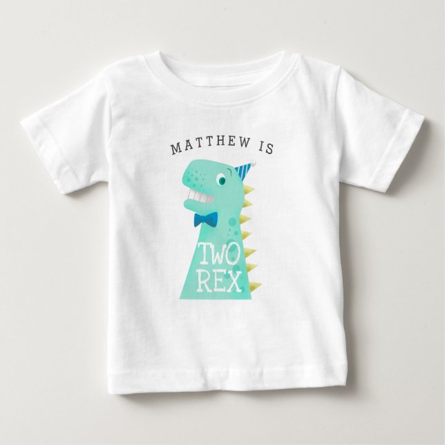 TWO REX Birthday Boy Dinosaur Baby T-Shirt (Front)