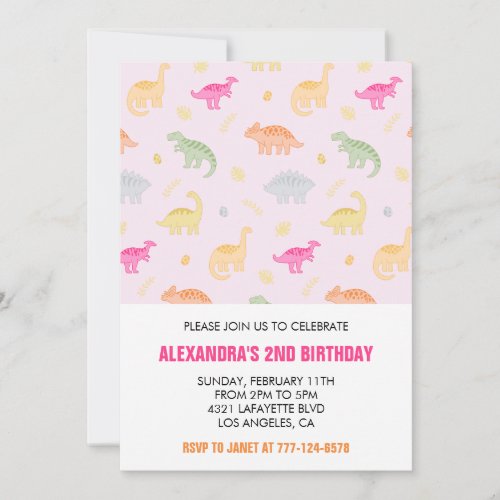 Two rex birthday invitations Girl jungle for kids