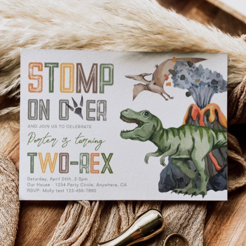 Two_Rex Dino Birthday Invitation