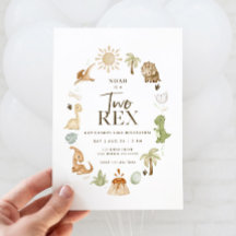 Two Rex Dinosaur 2nd Birthday Invitation