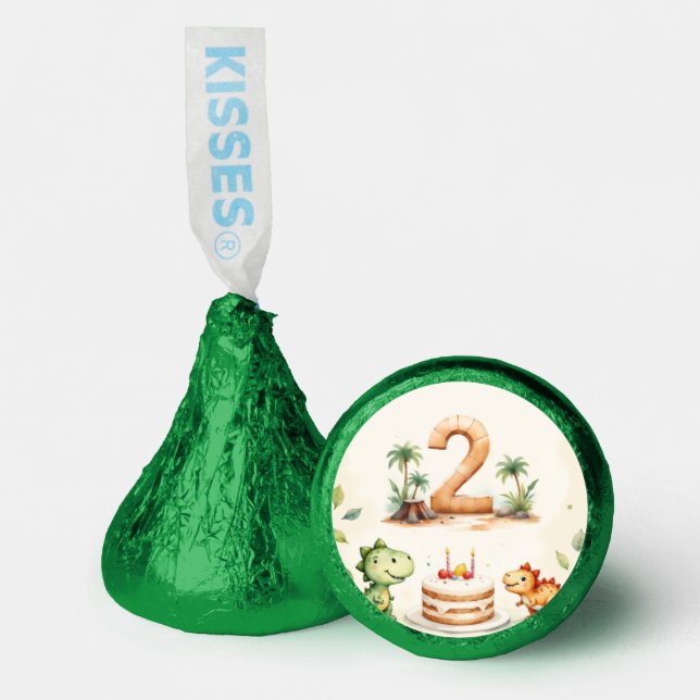 Two-Rex Dinosaur 2nd Birthday Party Hershey®'s Kisses® (Front)